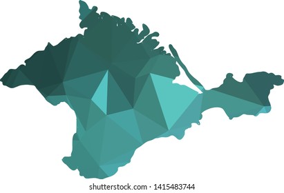 Blue Crimea Map in Low Poly Style on isolated white background. Crimean  area in Polygonal diamond style for your design
