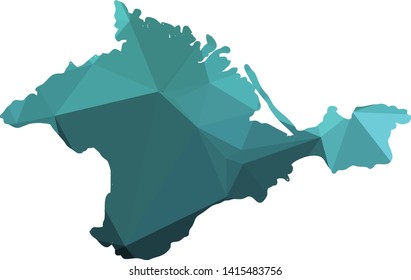 Blue Crimea Map in Low Poly Style on isolated white background. Crimean  area in Polygonal diamond style for your design