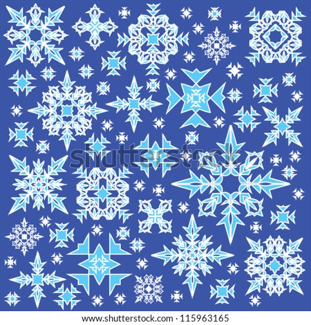 blue cristal snowflakes