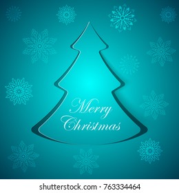 Blue cristmas fir. Flakes pattern. Vector eps10