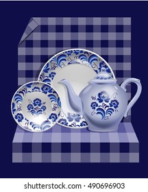 blue crockery