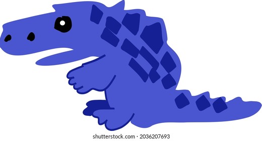 Blue Crocodile Isolated Funny Animal Cartoon
