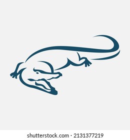 Blue crocodile vector silhouette illustration