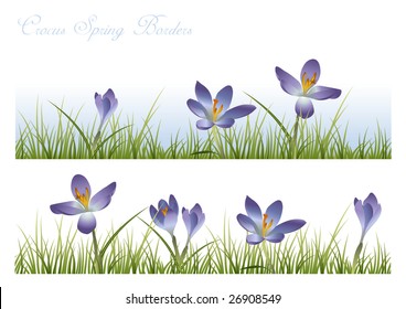 blue crocus spring borders - grass tiles seamlessly; place as many flowers as you want