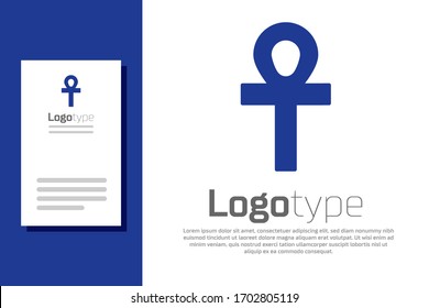 Blue Cross ankh icon isolated on white background. Logo design template element. Vector Illustration