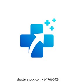 Blue Cross With Arrow Logo Template