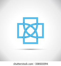 Blue cross icon logo template