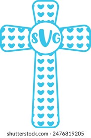 Blue cross monogram on white background. Vector illustration.
