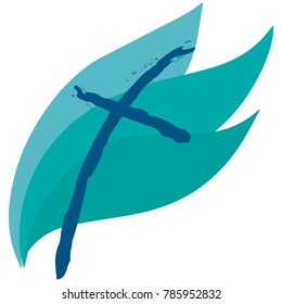 Blue cross on waves.