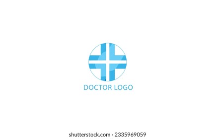 Blue Cross Sign with Half Circle Line Medical Logo Health Icon isolated on White Background