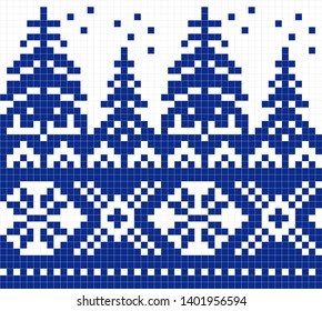 Blue Cross Stich Pattern Seamless