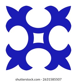 Blue cross talavera mexican tile. Mexico geometric pattern. Ceramic art. Vector illustration.