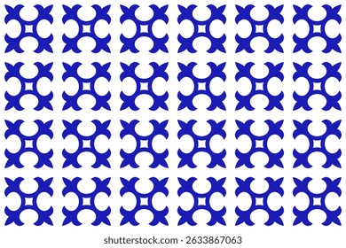 Blue cross talavera mexican tile. Mexico seamless geometric pattern. Ceramic art. Vector illustration.
