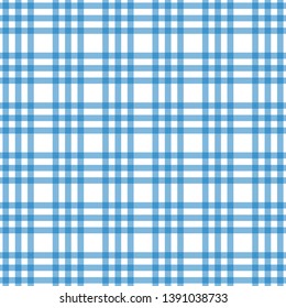 Blue crossed lines pattern fiber fabric tablecloth gingham texture vector illustration