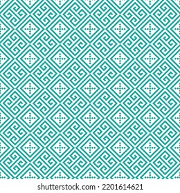 Blue cross-stitch knitting pattern on white background. Blue square dots on white backdrop. Monochrome fabric pattern design for sale. Knitting handicraft art.