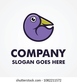 Blue Crow Bird Logo template