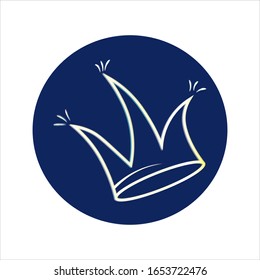  Icono de la corona azul en un estilo lineal de moda. Símbolo de corona para el diseño de tu sitio web, logotipo, aplicación, interfaz de usuario. Ilustración del vector, EPS10.