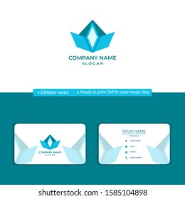 Blue crown logo. Professional business logo set with business card