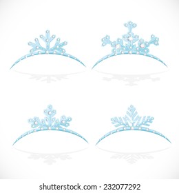 Blue Crown tiara snowflakes shaped for Christmas ball isolated on a white background