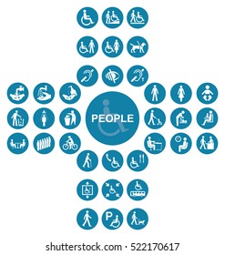 Blue Cruciform Disability And People Icon Collection