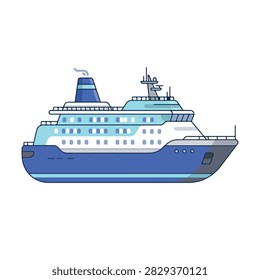 Blue cruise ship vector illustration isolated on white background