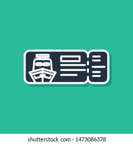 Blue Cruise ticket for traveling by ship icon isolated on green background. Travel by Cruise liner. Cruises to Paradise.  Vector Illustration