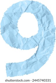 Blue crumpled paper number 9