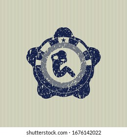Blue crunch icon inside grunge style stamp