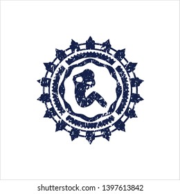 Blue crunch icon with rubber seal texture