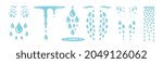 Blue cry cartoon tears icon or sweat drops from eyes vector illustration. Set of dew crying tear, droplets or teardrops isolated