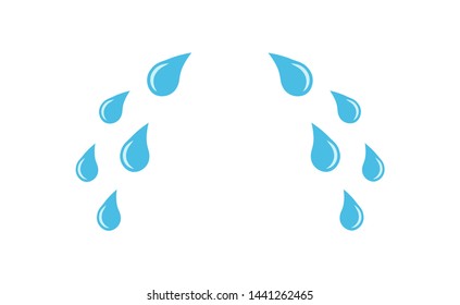 Blue Cry Tears Icon. Cartoon Drops From Eyes Design Illustration.