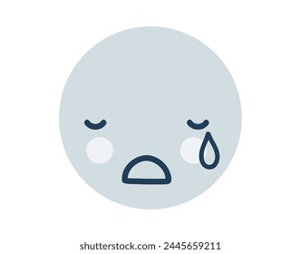 Icono de Emoji azul llorando. Arte vectorial plano del símbolo del objeto. Elemento de la historieta para el Diseño web, póster, tarjeta de felicitación