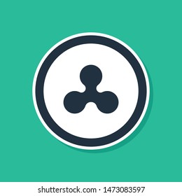 Blue Cryptocurrency coin Ripple XRP icon isolated on green background. Altcoin symbol. Blockchain based secure crypto currency.  Vector Illustration