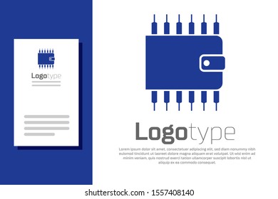 Blue Cryptocurrency wallet icon isolated on white background. Wallet and bitcoin sign. Mining concept. Money, payment, cash, pay icon. Logo design template element. Vector Illustration