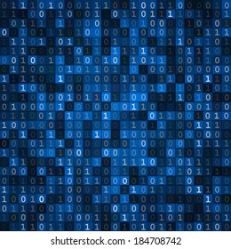 Blue cryptography encoding screen computer binary code pixels  background