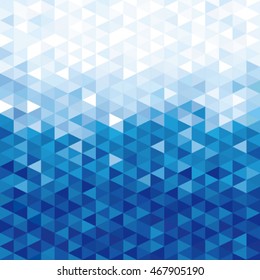 Blue crystal background. Seamless triangles frieze.