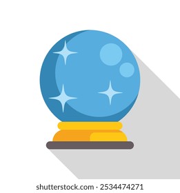Bola de cristal azul está brillando en un soporte de oro, lo que sugiere magia y adivinación