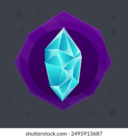 Blue Crystal Gem Magic Esoteric Game Symbol einzeln auf violettem Rahmen, Vektordesign