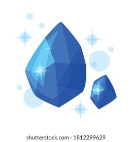 Gemstone de cristal azul, objeto mágico oculto para la ilustración de vectores místicos de estilo de dibujos animados rituales