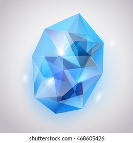 Blue crystal with glares and shadows