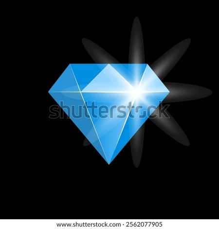 A blue crystal icon on a black background.