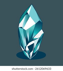 Blue crystal on a gray background, vector style