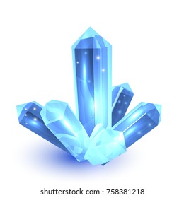 Blue crystal on white background nature element vector illustration