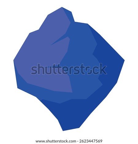 Blue crystal rock illustration presenting a rugged and geometric shape, isolated on a white background