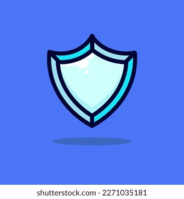 Blue Crystal Shield Flat Cartoon Symbol. Konzept des Crystal Shield-Logos, einzelne Premium-Vektorgrafik
