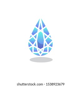 Blue crystal stone flat icon, vector sign, Game Precious stone colorful pictogram isolated on white. Symbol, logo illustration. Flat style design