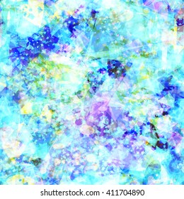 Blue crystal surface with colored spots. Like colored ice. Seamless abstract background