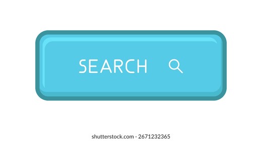 Botón CTA azul con texto: Búsqueda e icono de lupa.