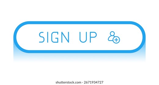 Blue CTA button with text: Sign up, user, UI design.