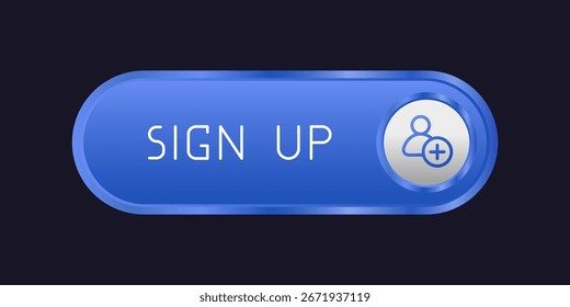 Botón CTA azul con texto: Registrarse, usuario, diseño UI.